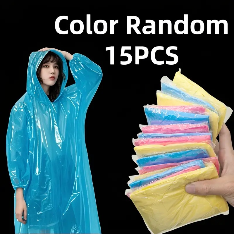 Emergency Poncho Rain - 15/30 Adet Rastgele Renkli Tek Kullanımlık